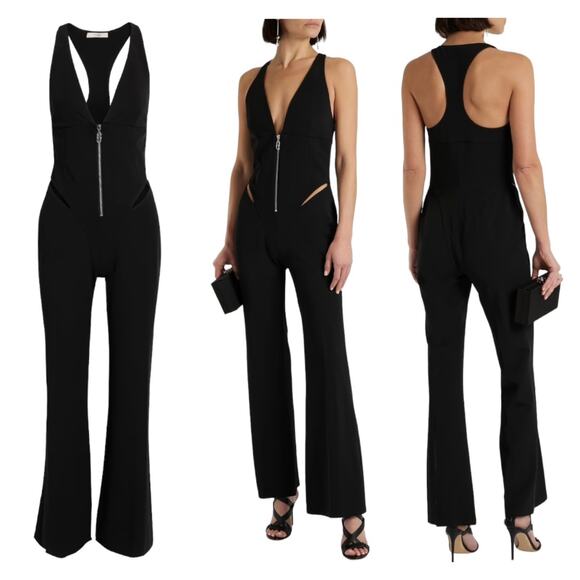 ET OCHS Ayden Plunge Neck Cutout Jersey Jumpsuit Black Size 4 Sleeveless Sexy - Picture 2 of 13